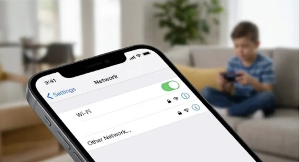 Бесшовный роуминг — смартфон с активным Wi-Fi на фоне дома